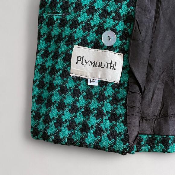 Vintage Houndstooth Oversized Blazer Sz 14 British Heritage Equestrian Academia - Picture 4 of 7